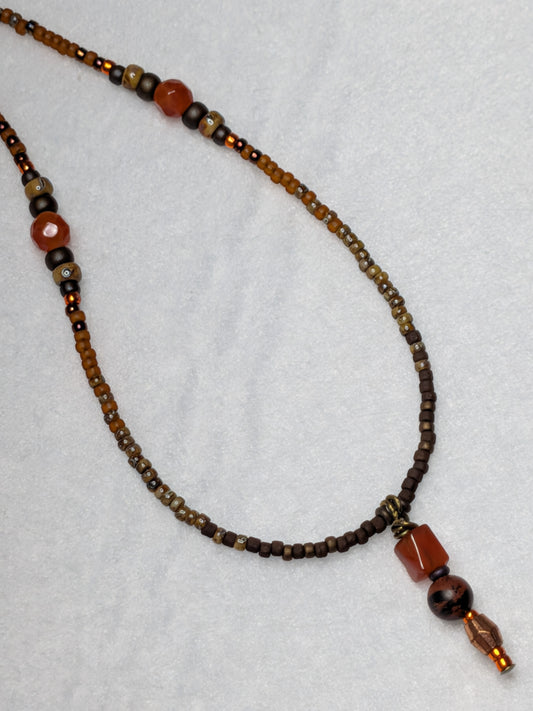 Copper, Carnelian, Mahogany Obsidian Necklace